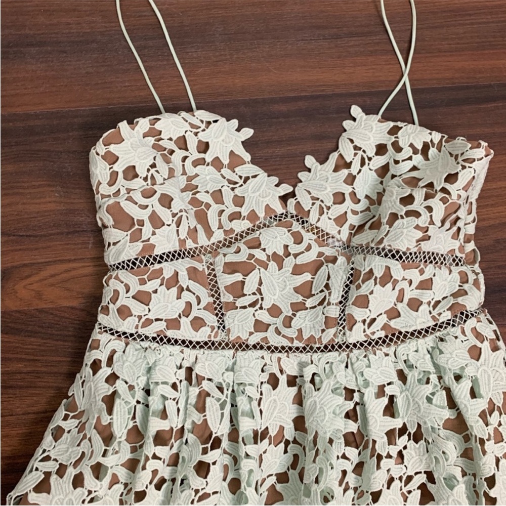 Self Portrait Azaelea Lace Midi Dress in Light Mint Green - Picture 13 of 15